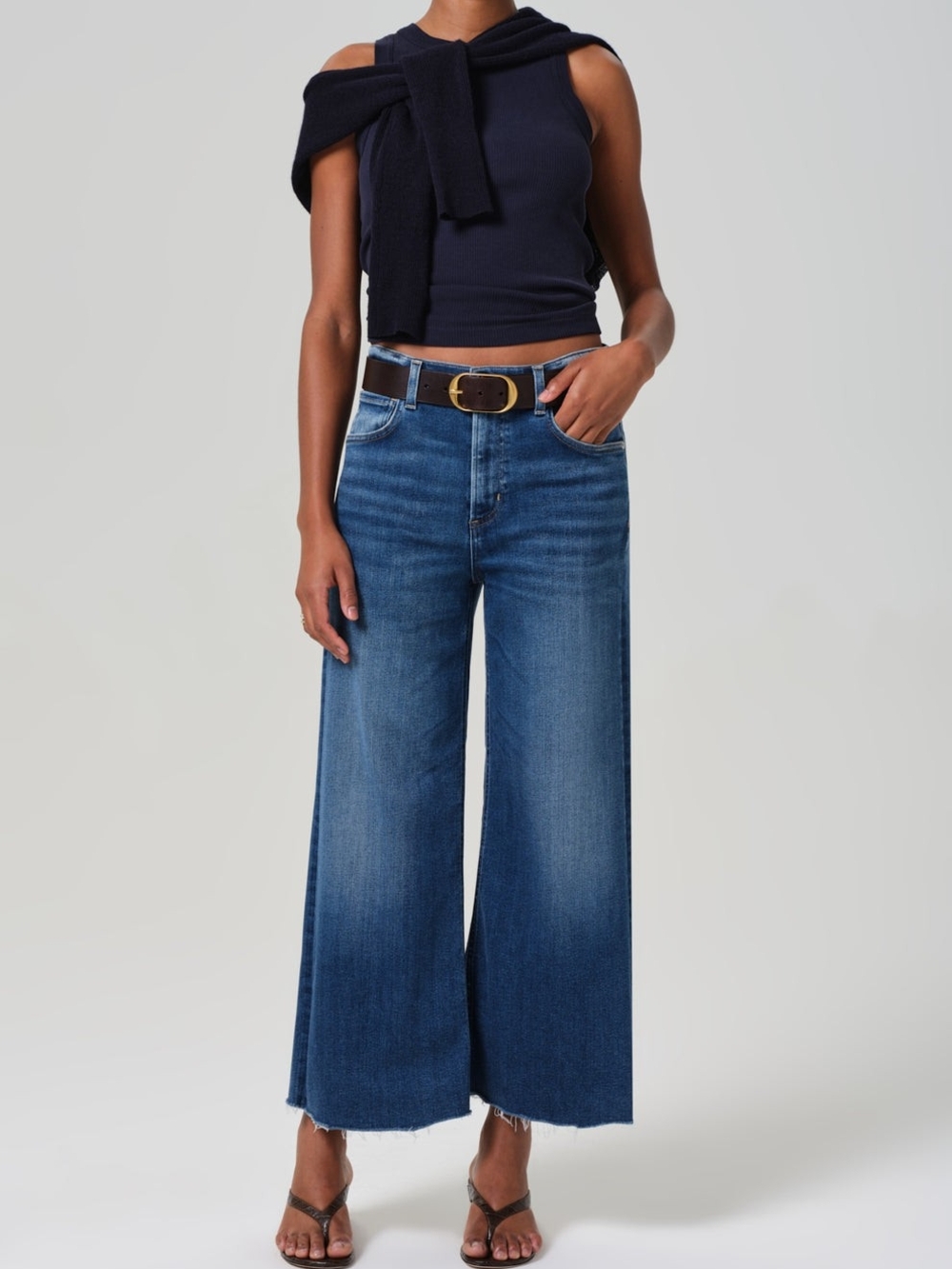Citizens of Humanity Lyra Wide Leg Crop Jeans Ambry Wash Size 25 High Rise